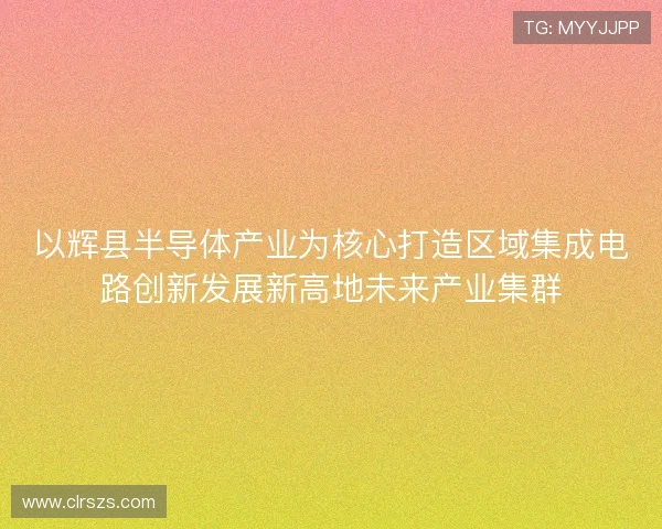 以辉县半导体产业为核心打造区域集成电路创新发展新高地未来产业集群